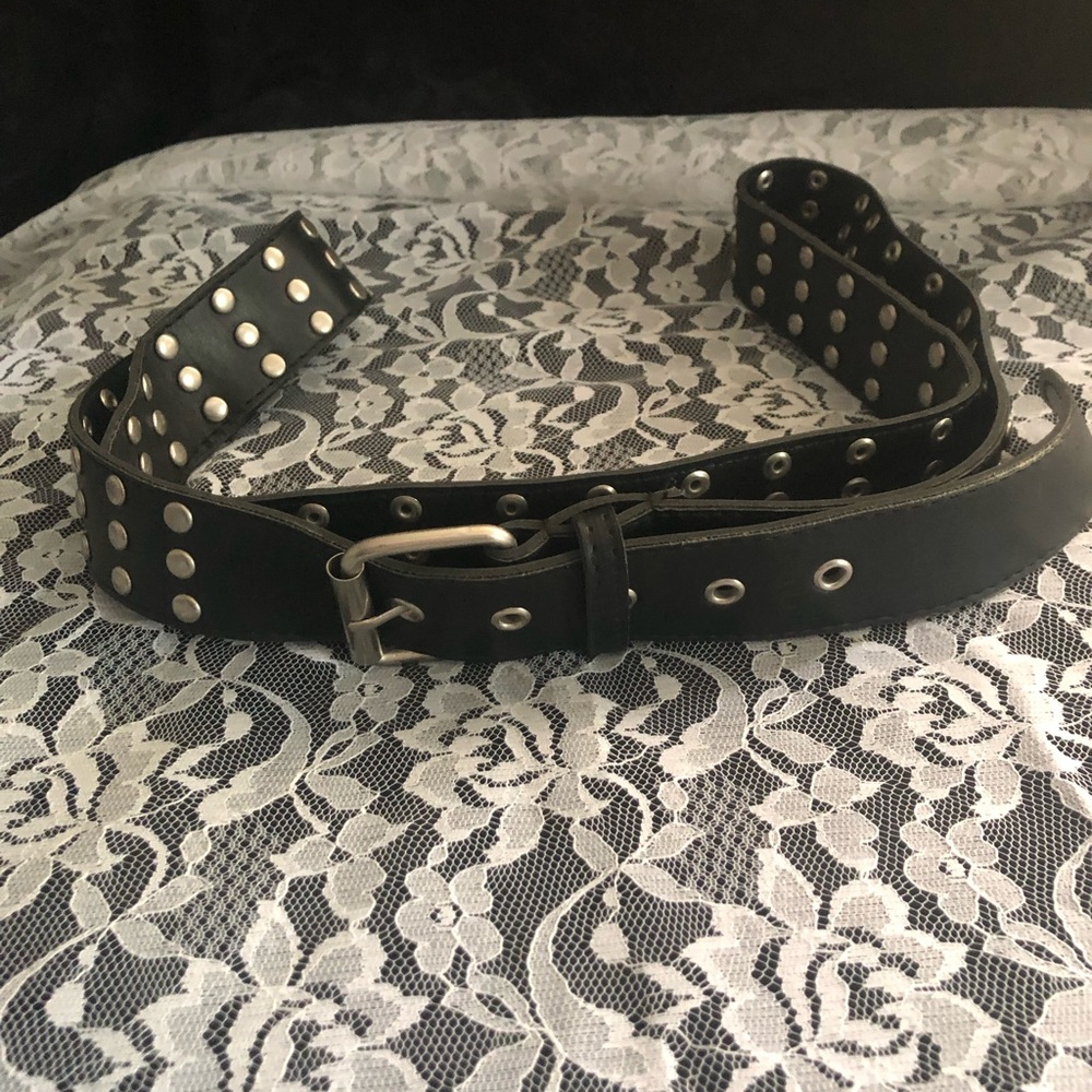 Black Leather Studded Style Fashion Unisex Belt